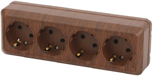 Розетка накладная с заземлением Intro Quadro 4-м. венге картинка